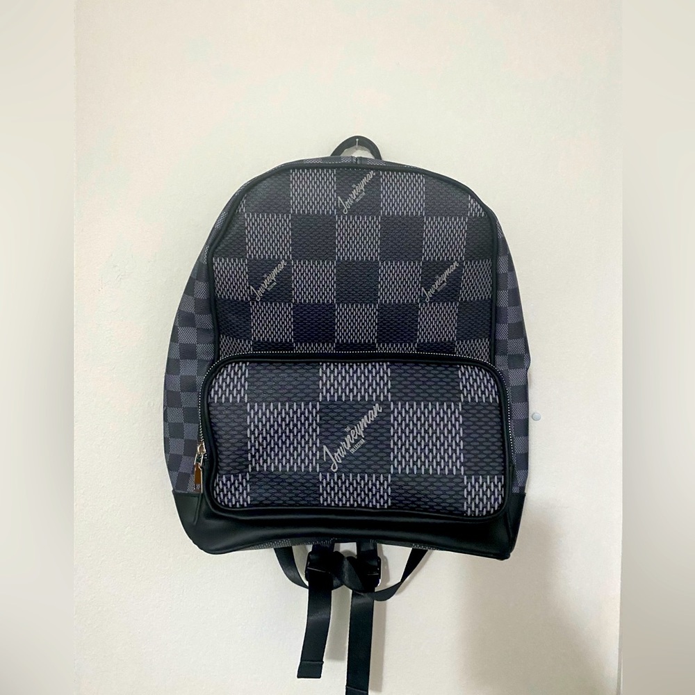 New Black and Grey Checkered Backpack